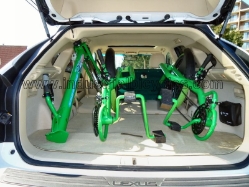 Ricksycle Recumbent Trike disassembled Inside a Lexus