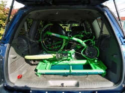 Ricksycle Aluminum Recumbent Trike inside SUV