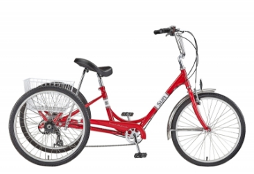 TRIKE SUN ADULT P-RD 24 7sp ALY WHL w/WH BASKET* (F) 
