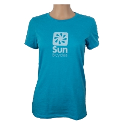 CLOTHING T-SHIRT SUN LOGO LADIES LG HEATHER AQUA 