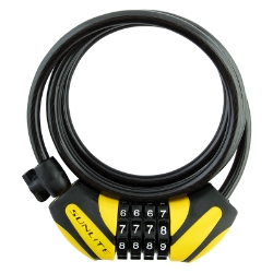 LOCK SUNLT DFNDR D1 CBL 8mmx6f COM W/BKT COIL BK/YL 