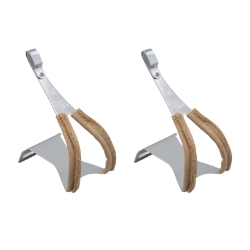 TOE CLIPS MKS RD STL CP w/LEATHER MED 