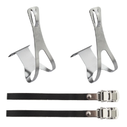 TOE CLIPS SUNLT RD STL w/LTHR STRP CP XL 